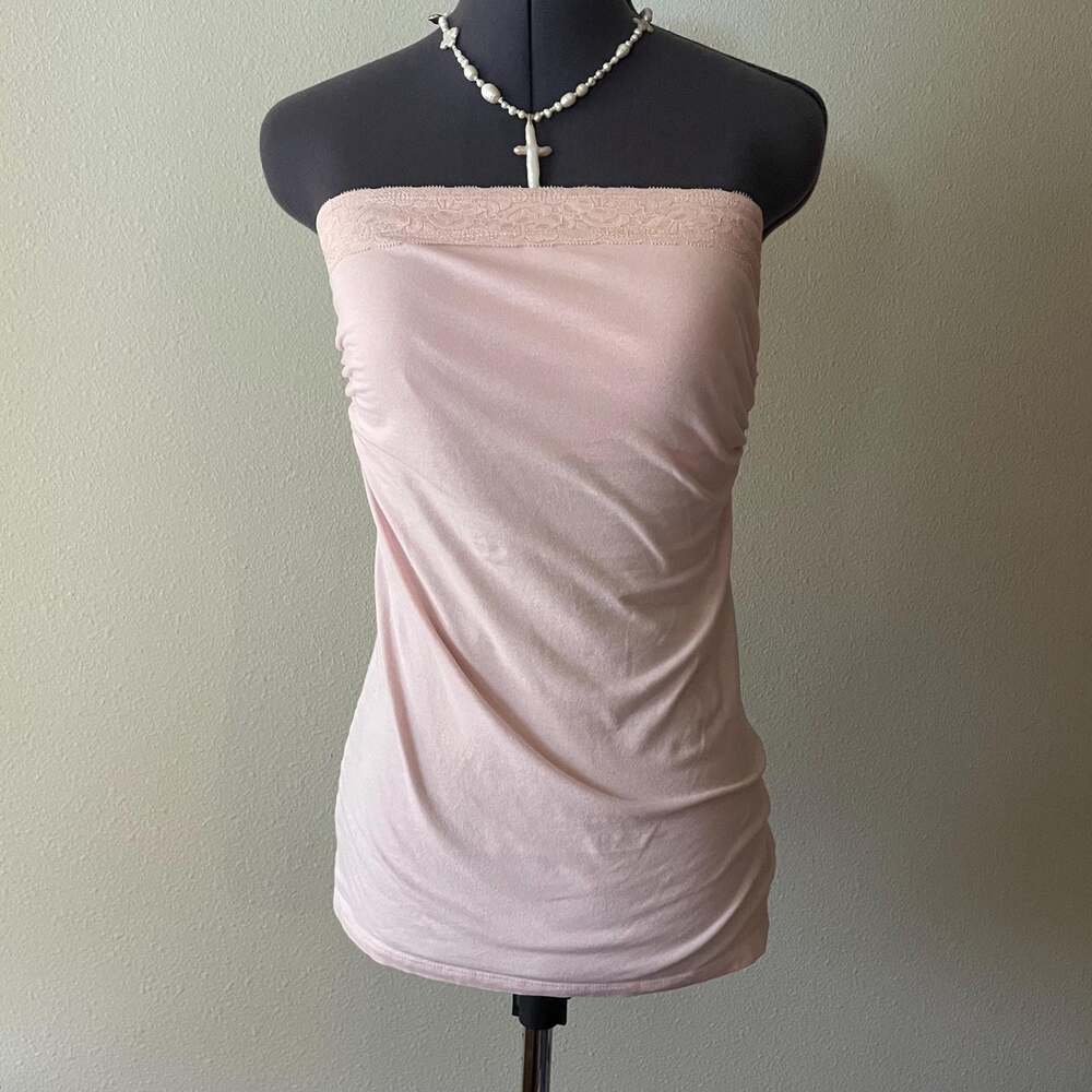 y2k 2000s vintage pastel pink long tube top soft girl mcbling fairy grunge